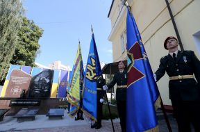 The opening of the memorial to soldiers who died