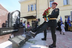 The opening of the memorial to soldiers who died