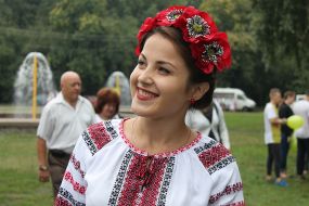 The girl in an embroidered shirt