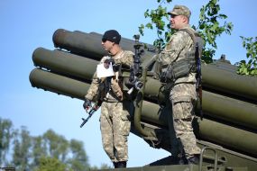 The military artillery exercises in the ATO zone