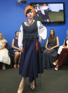 A model demonstrates a dress