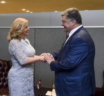 Petro Poroshenko and Kolinda Grabar-Kitarovich