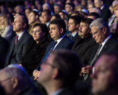 Participants of funeral ceremony in memory of victims of Babi Yar