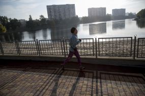 Girl on the racetrack near the Telbin lake 
