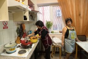 Soldiers in the volunteer hostel