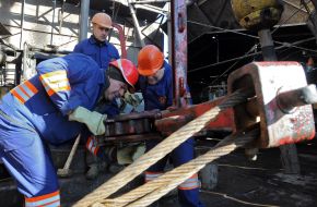 Workers on the rig