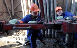 Workers on the rig