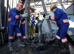 Workers on the rig