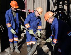 Workers on the rig