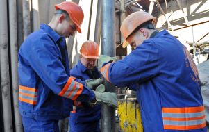 Workers on the rig