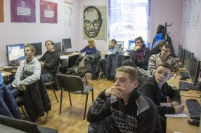 Portrait of Steve Jobs of computer keys