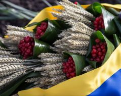 Композиція з колосків та калини 