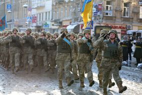 Rehearsal of March of defenders of Ukraine in Lviv
