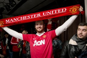 March of fans of FC "Manchester United" in Odessa