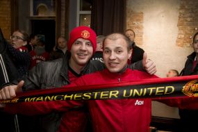 March of fans of FC "Manchester United" in Odessa