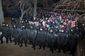 March of fans of FC "Manchester United" in Odessa