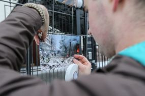 The protest against the bombing of Aleppo at Russian embassy