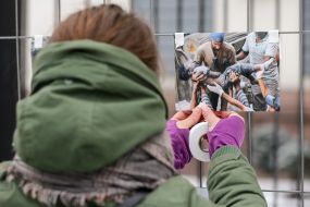 The protest against the bombing of Aleppo at Russian embassy