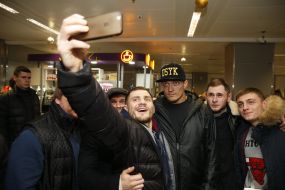 Meeting of Oleksandr Usik at the airport