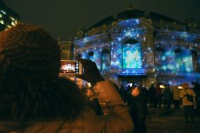 Light show on the facade of the Opera
