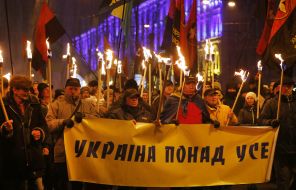 Participants torchlight procession