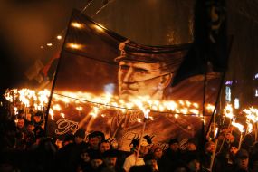 Participants torchlight procession