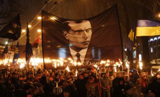 Participants torchlight procession