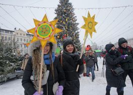 Christmas procession with stars