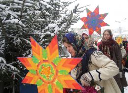 Christmas procession with stars