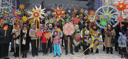 Christmas procession with stars