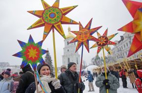 Christmas procession with stars