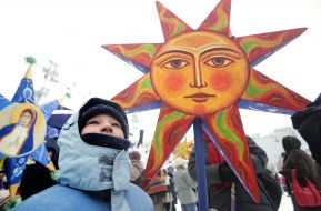 Christmas procession with stars