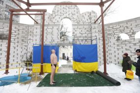 The man after bathing in the font