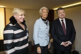 Petro Poroshenko, Valeriya Gontareva and Christine Lagarde