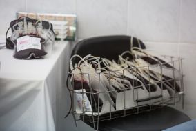 The containers with blood