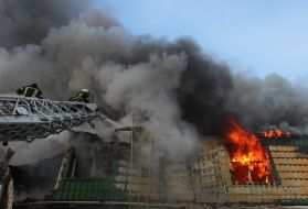 The fire in the administration building in the Gorenichi village
