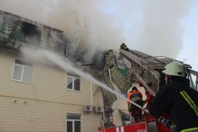 The fire in the administration building in the Gorenichi village