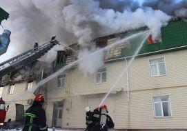 The fire in the administration building in the Gorenichi village