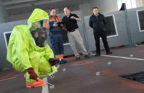 Rescuers work out chemical reconnaissance skills