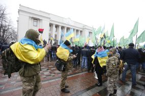 Rally in support of the trade blockade of Donbass