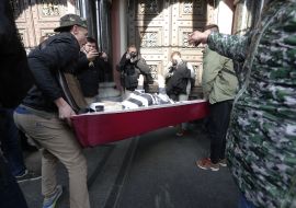  Rubber Doll with a portrait of Gontareva in a coffin 