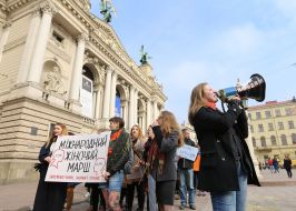 Women march in Lviv