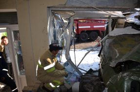 Truck crashed into a pet shop