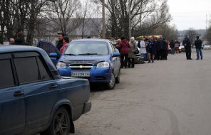 Evacuated residents of Balakleya