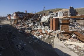 Destroyed apartment buildings