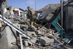 Destroyed apartment buildings