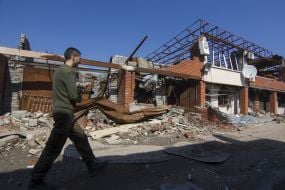 Destroyed apartment buildings