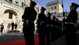 Petro Poroshenko and Marie Louise Coleiro Preca