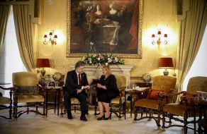 Petro Poroshenko and Marie Louise Coleiro Preca