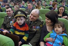 Major Igor Proshchin with his family